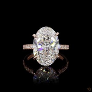 Oval Cut 5 Carat Diamond Engagement Ring Hidden Halo Ring Rose Gold 14kt  Diamond Ring Pave Band Engagement Ring Classic Bridal Jewelry