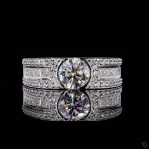 Round Cut Center Lab Grown Diamond Engagement Ring 14K White Gold Bridal Set Wedding Ring Anniversary Gift