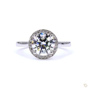 Round 1 Carat Lab Grown Diamond Halo Engagement Ring 14K White Gold, Brilliant Cut Diamond Ring, Classic Halo Bridal Ring, Promise Ring, Anniversary Gift for Her, Fine Jewelry