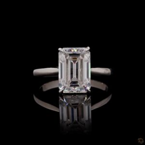 Emerald Cut 4 Carat Diamond Ring,14kt White Gold Solitaire Engagement Ring, Minimalist Lab Diamond Ring, Sustainable Bridal Ring, Elegant Promise Ring