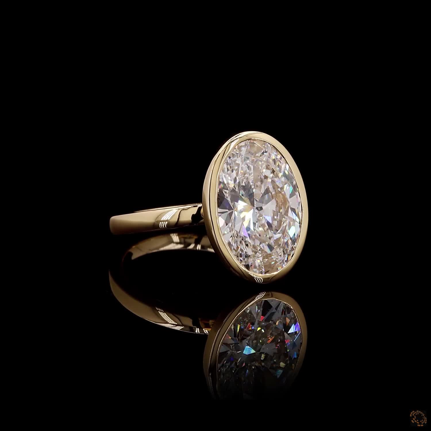 Sculptural Oval Cut 2 Carat Lab Grown Diamond Ring 14K Yellow Gold Bezel Set Engagement Ring Minimalist Solitaire Ring Promise Ring Gift - Image 2