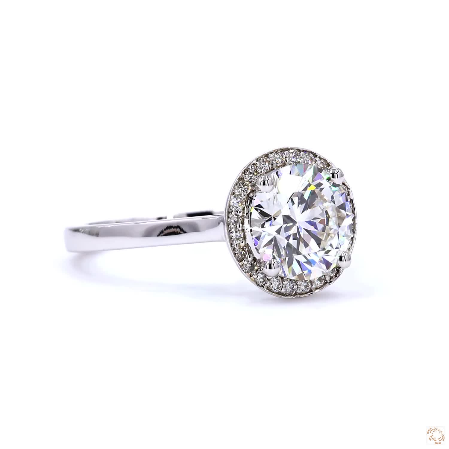 Round 1 Carat Lab Grown Diamond Halo Engagement Ring 14K White Gold, Brilliant Cut Diamond Ring, Classic Halo Bridal Ring, Promise Ring, Anniversary Gift for Her, Fine Jewelry - Image 2