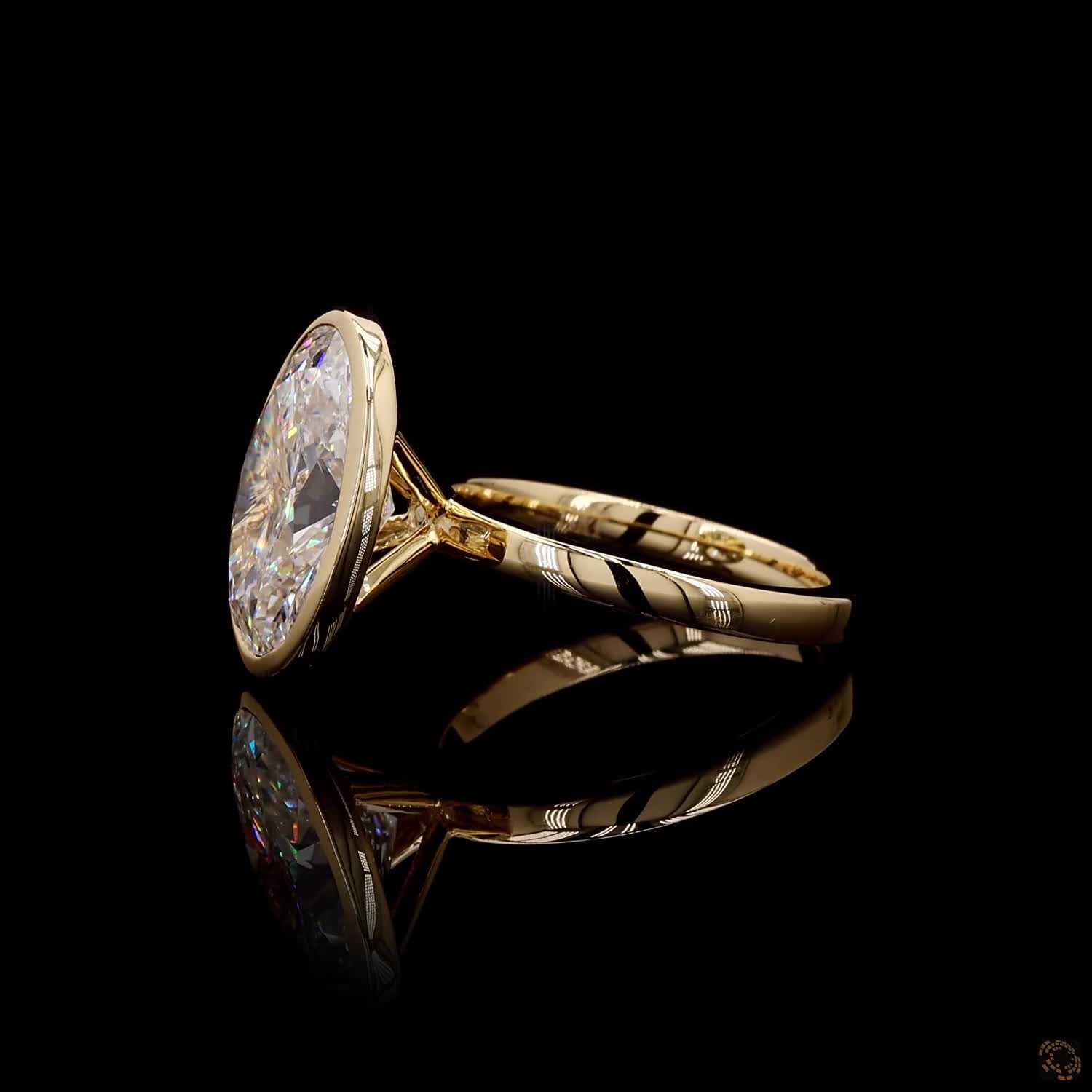 Sculptural Oval Cut 2 Carat Lab Grown Diamond Ring 14K Yellow Gold Bezel Set Engagement Ring Minimalist Solitaire Ring Promise Ring Gift - Image 3