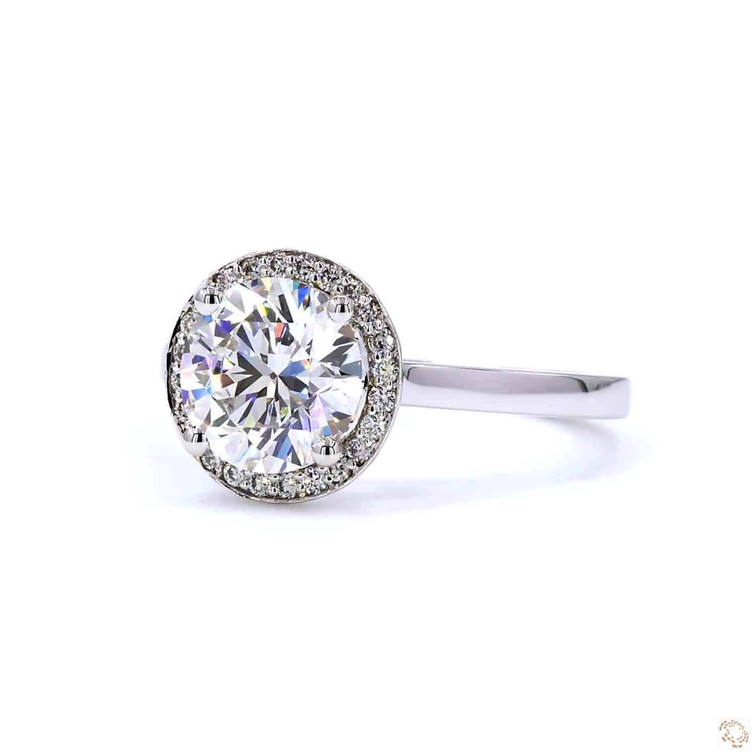 Round 1 Carat Lab Grown Diamond Halo Engagement Ring 14K White Gold, Brilliant Cut Diamond Ring, Classic Halo Bridal Ring, Promise Ring, Anniversary Gift for Her, Fine Jewelry - Image 3