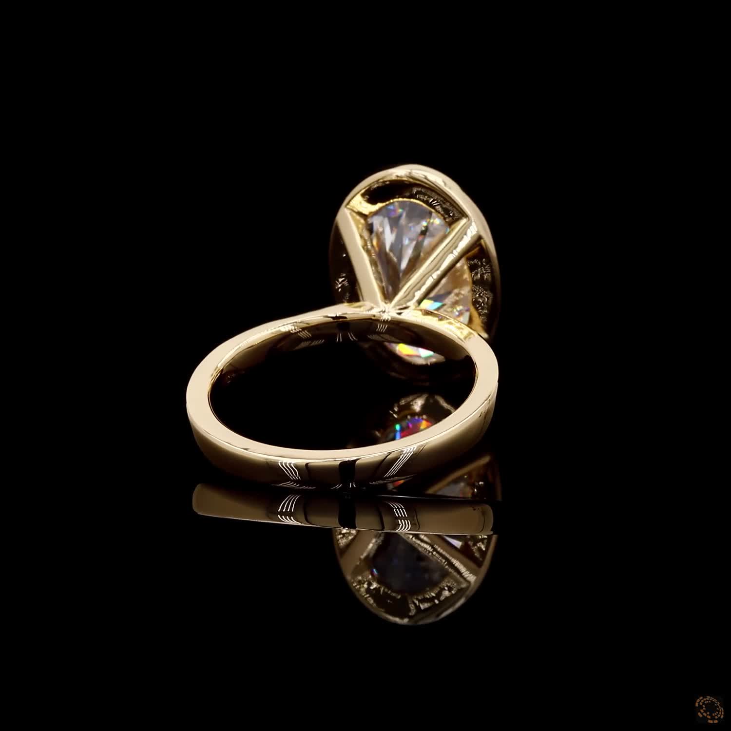 Sculptural Oval Cut 2 Carat Lab Grown Diamond Ring 14K Yellow Gold Bezel Set Engagement Ring Minimalist Solitaire Ring Promise Ring Gift - Image 4