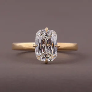 Exquisite Handcrafted 1.00CT Ashoka Cut Lab-Grown Diamond Solitaire Engagement Ring in 14k Polished Yellow Gold Minimalist Four-Prong Elongated Cushion Anniversary Band