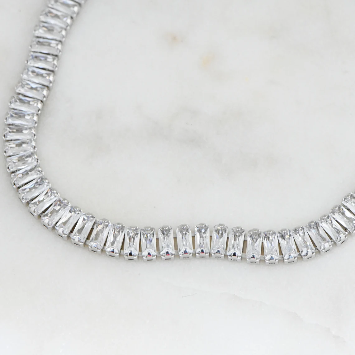Sleek Baguette Cut Diamond Tennis Bracelet in 14K Yellow Gold Modern Minimalist Linear Design Elegant Full Eternity Bracelet Featuring Vertical Baguette Diamonds Slim Stackable Fine Jewelry Piece - Image 3
