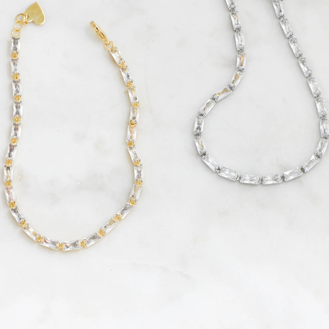 Minimalist Baguette Cut Diamond Tennis Bracelet in 14K Yellow Gold – Sleek & Modern Everyday Luxury Delicate Straight Line Bracelet Featuring Vertical Baguette Diamonds in Prong Setting – Elegant Stackable Jewelry - Image 3