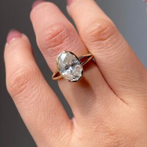 Oversized moissanite centerpiece crafted in a sleek silver setting A fashion-forward piece blending runway-inspired elegance with fine jewelry Made to turn every glance into attention