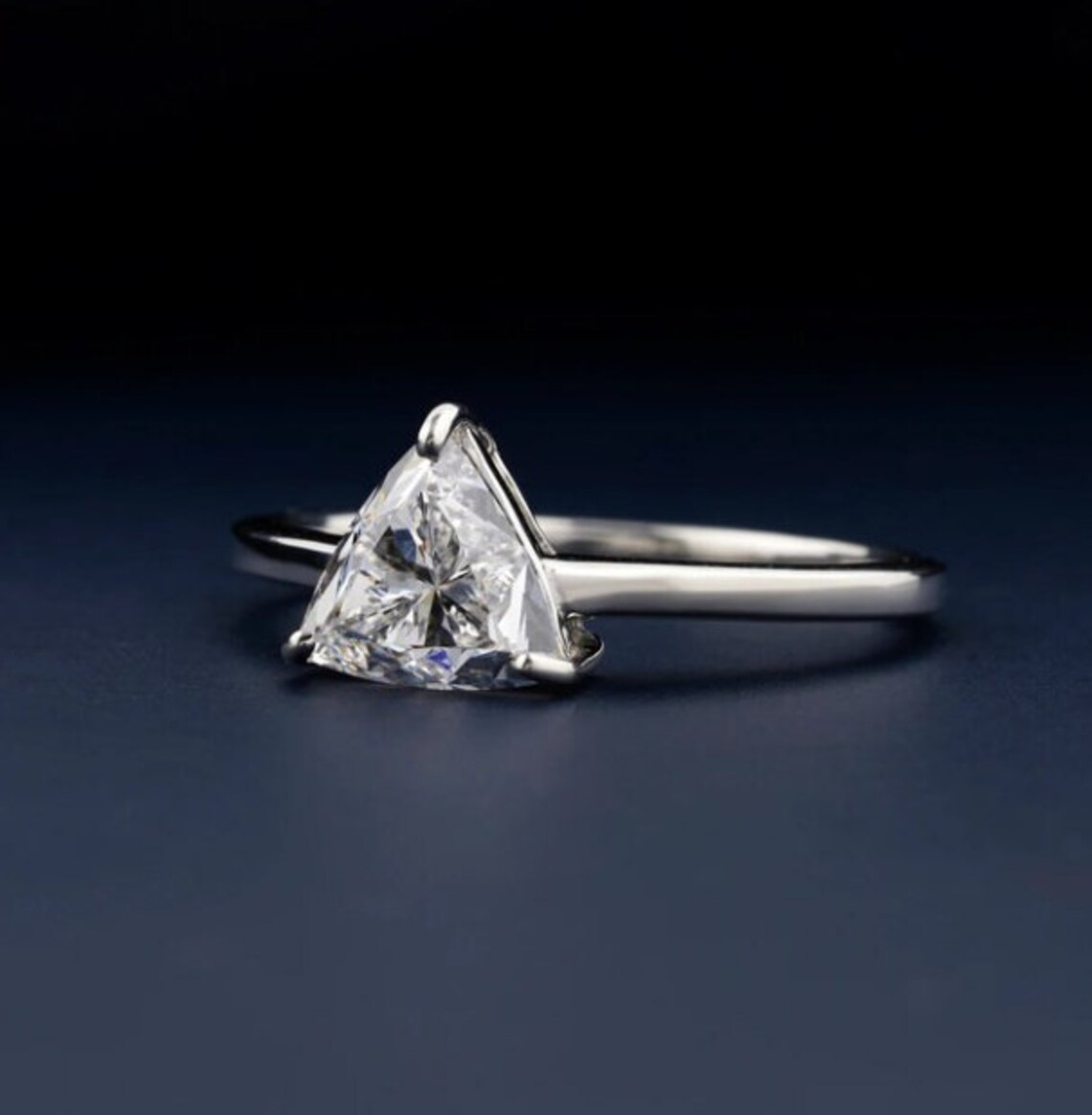 Fine silver setting featuring a triangular moissanite with crisp brilliance A piece that embodies precision luxe with a sleek, refined finish Designed for those who favor sharp lines and pure elegance - Image 3