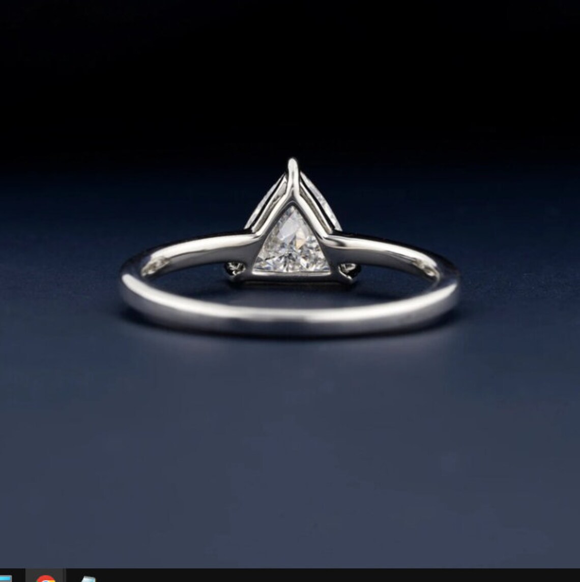Fine silver setting featuring a triangular moissanite with crisp brilliance A piece that embodies precision luxe with a sleek, refined finish Designed for those who favor sharp lines and pure elegance - Image 5