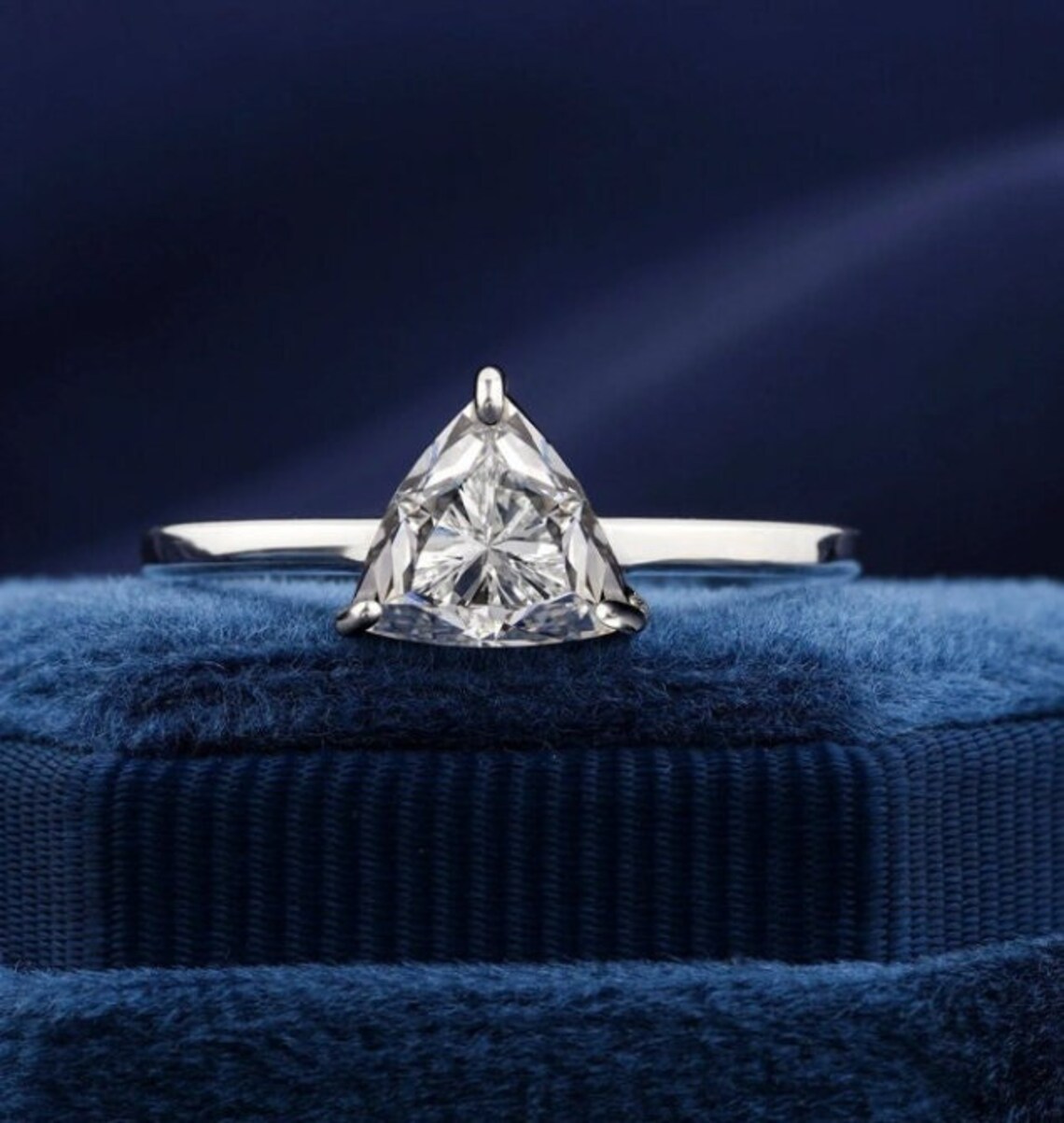 Fine silver setting featuring a triangular moissanite with crisp brilliance A piece that embodies precision luxe with a sleek, refined finish Designed for those who favor sharp lines and pure elegance - Image 4