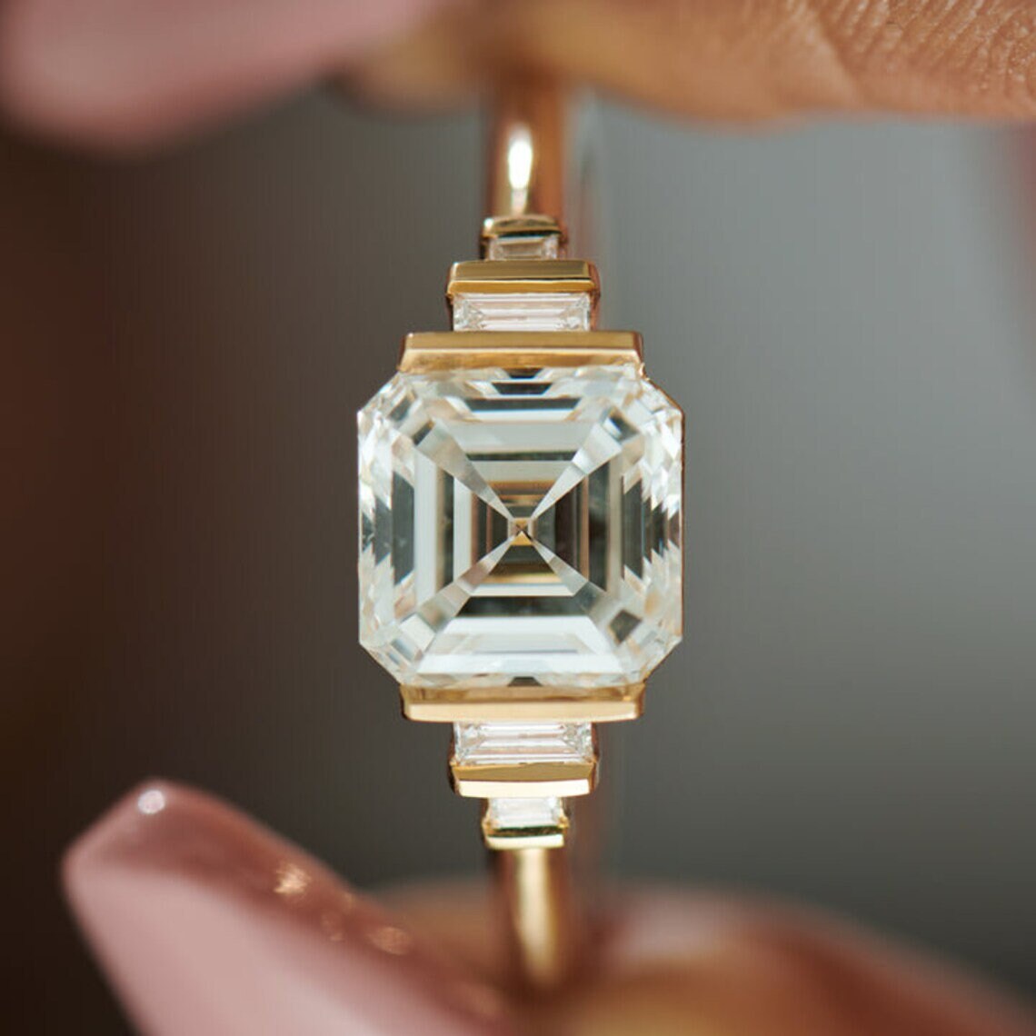 Bespoke silver ring featuring an Asscher moissanite with couture-level precision An iconic design that reflects elite craftsmanship and sharp brilliance Made for those who define their own signature style - Image 3