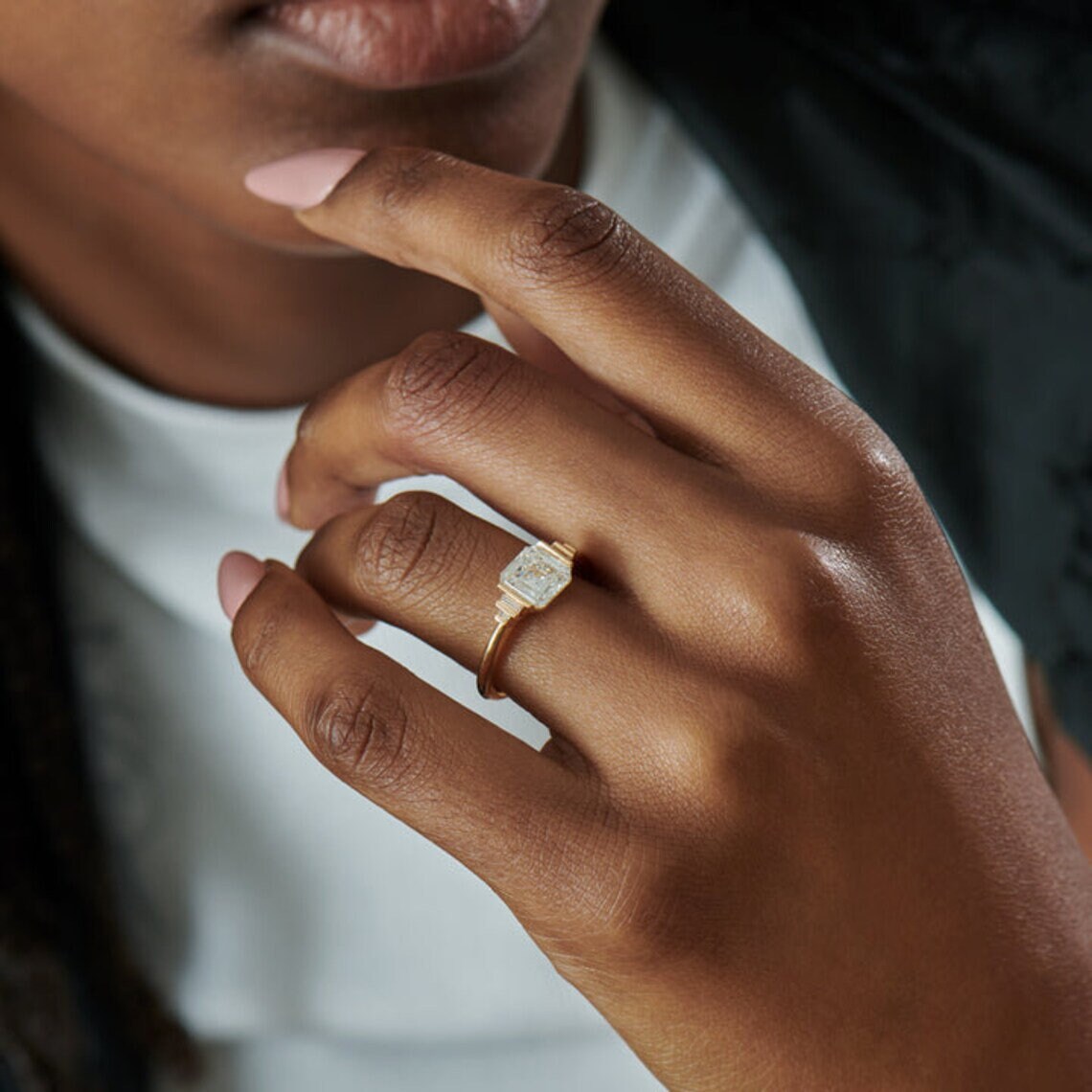 Bespoke silver ring featuring an Asscher moissanite with couture-level precision An iconic design that reflects elite craftsmanship and sharp brilliance Made for those who define their own signature style - Image 2