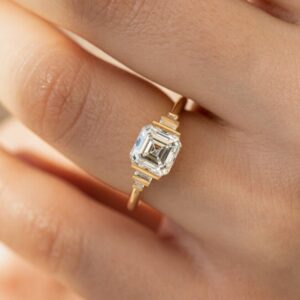 Bespoke silver ring featuring an Asscher moissanite with couture-level precision An iconic design that reflects elite craftsmanship and sharp brilliance Made for those who define their own signature style