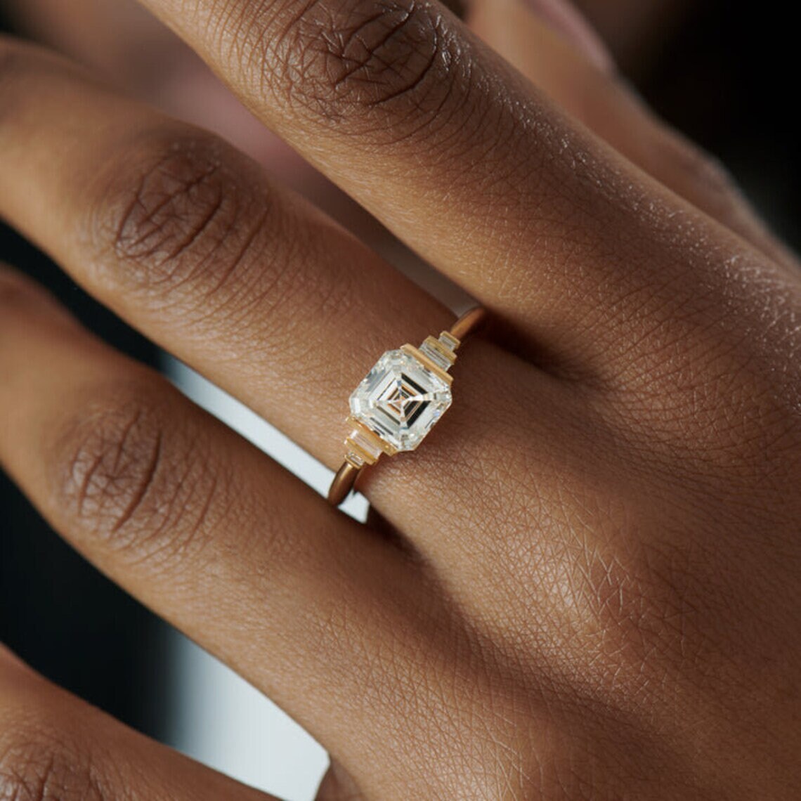 Bespoke silver ring featuring an Asscher moissanite with couture-level precision An iconic design that reflects elite craftsmanship and sharp brilliance Made for those who define their own signature style - Image 4
