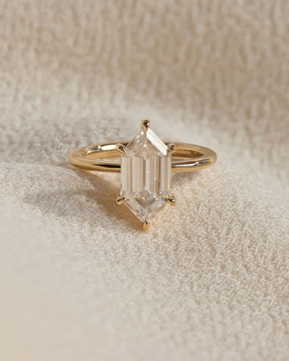 Tall geometric moissanite framed in sleek silver with linear precision A design that feels architectural, rare, and visually commanding Created for standout elegance with a contemporary edge