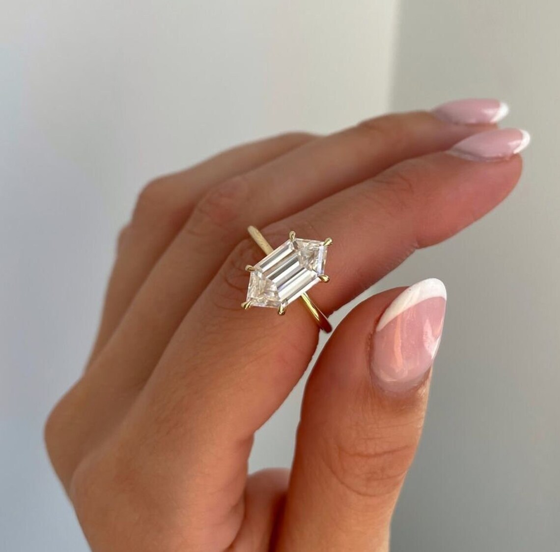 Tall geometric moissanite framed in sleek silver with linear precision A design that feels architectural, rare, and visually commanding Created for standout elegance with a contemporary edge - Image 2