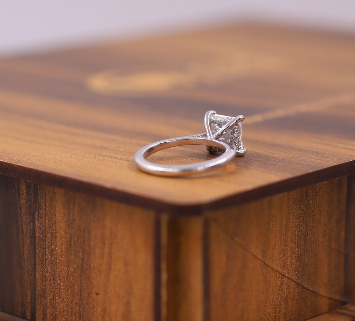 Silken 14K White Gold Princess Cut Diamond Solitaire Ring for Women Square Center Stone Minimalist Engagement Style Fine Jewelry Gift Princess Cut Square Center Stone Sleek Solitaire Fine Jewelry Design - Image 3