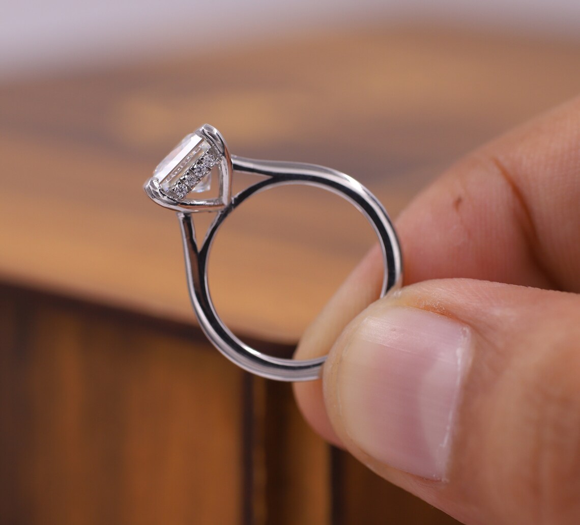 Silken 14K White Gold Princess Cut Diamond Solitaire Ring for Women Square Center Stone Minimalist Engagement Style Fine Jewelry Gift Princess Cut Square Center Stone Sleek Solitaire Fine Jewelry Design - Image 5