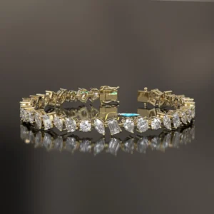 14k Gold Mixed Shape Diamond Tennis Bracelet with Pear Round and Emerald Cut Stones, Statement Luxury Wrist Jewelry, Elegant Bridal Bracelet Gift for Wedding Anniversary or Special Occasion
