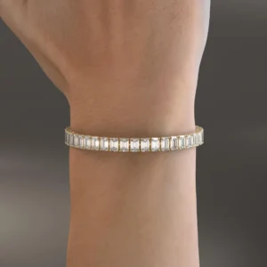 Elegant Emerald Cut Diamond Tennis Bracelet in Solid Yellow Gold Luxury Full Eternity Bracelet with Brilliant Step Cut Stones for Timeless Shine