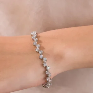 Luxury Round Brilliant Diamond Tennis Bracelet in Solid White Gold Classic Prong Set Sparkling Fine Jewelry for Women, Timeless Elegant Wedding & Anniversary Gift