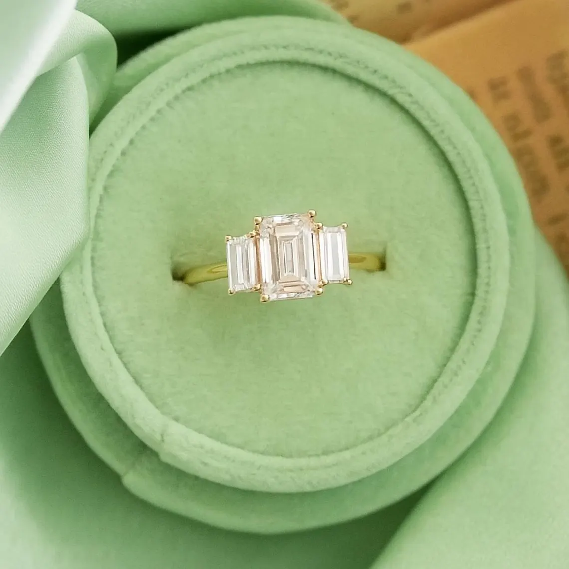 Duo band silver ring showcasing a moissanite with surrounding brilliance A look that blends structure with a rich, multi band aesthetic Perfect for a statement style with refined sparkle - Image 3