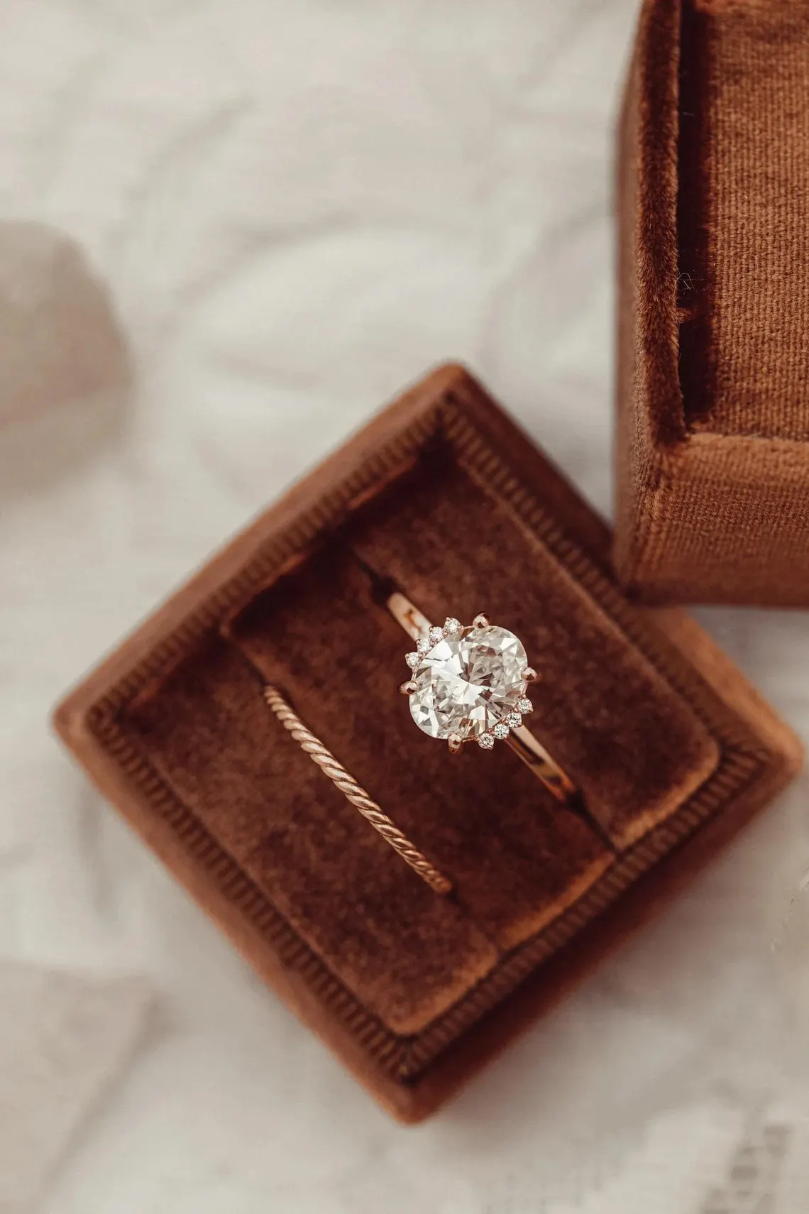 Duo band silver ring showcasing a moissanite with surrounding brilliance A look that blends structure with a rich, multi band aesthetic Perfect for a statement style with refined sparkle - Image 3