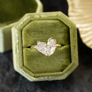 Pairing style silver ring featuring mixed-cut moissanite brilliance A design that breaks symmetry to create something memorable Built for bold elegance with a contemporary narrative