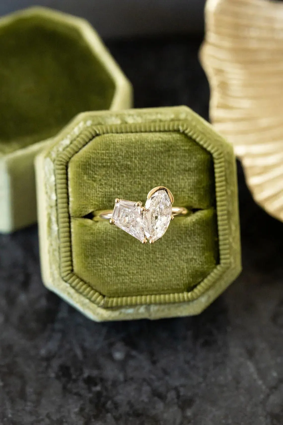Pairing style silver ring featuring mixed-cut moissanite brilliance A design that breaks symmetry to create something memorable Built for bold elegance with a contemporary narrative
