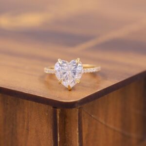 Lovelle 14K Gold Diamond Ring for Women Featuring Heart Shape Center Stone Minimalist Solitaire Fine Jewelry for Proposal, Dainty Fine Jewelry Gift for Her  Shape: