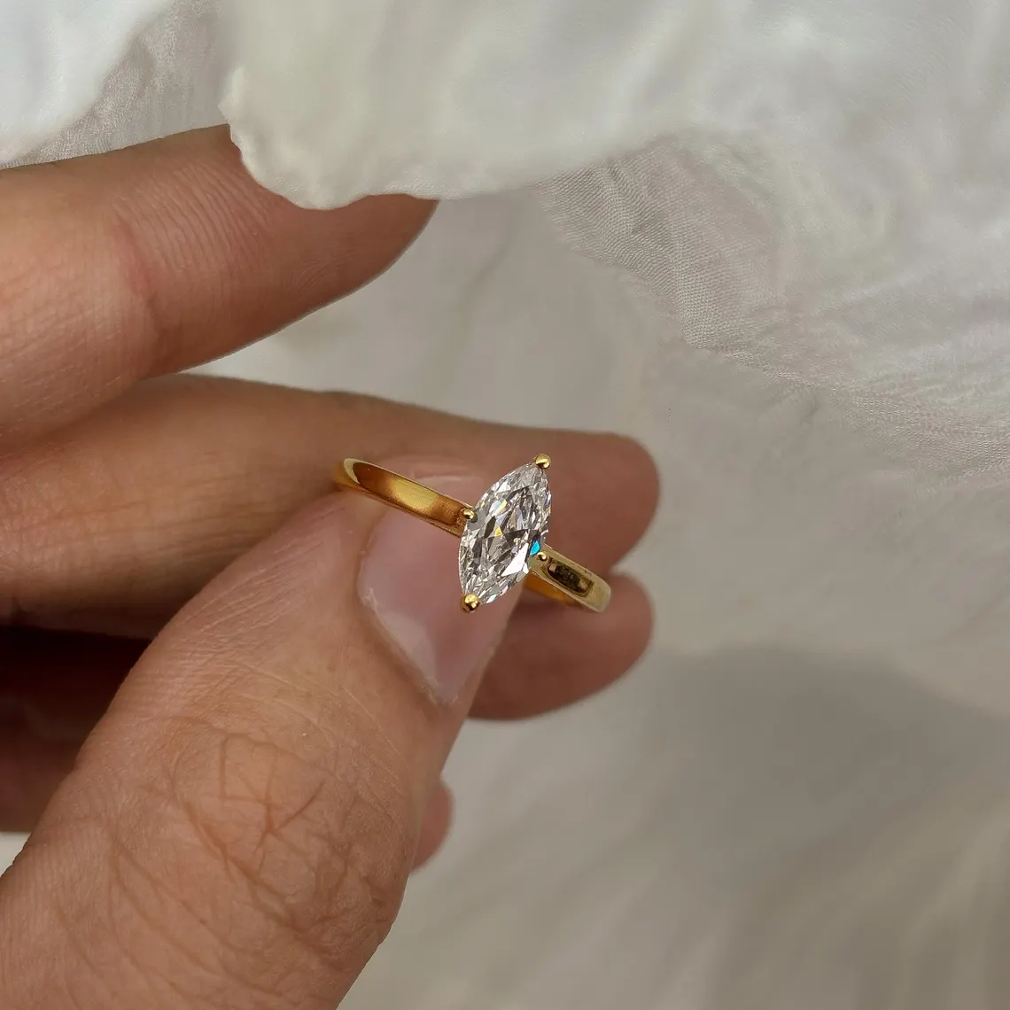 Elongated moissanite set in silver with a clean, flowing presence A design that feels airy, refined, and confidently different Perfect for elevating every gesture with subtle drama - Image 2