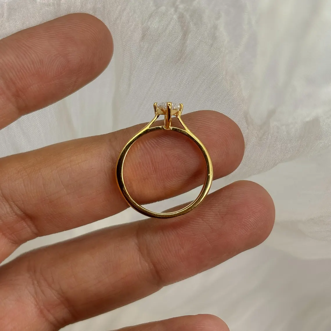 Elongated moissanite set in silver with a clean, flowing presence A design that feels airy, refined, and confidently different Perfect for elevating every gesture with subtle drama - Image 5
