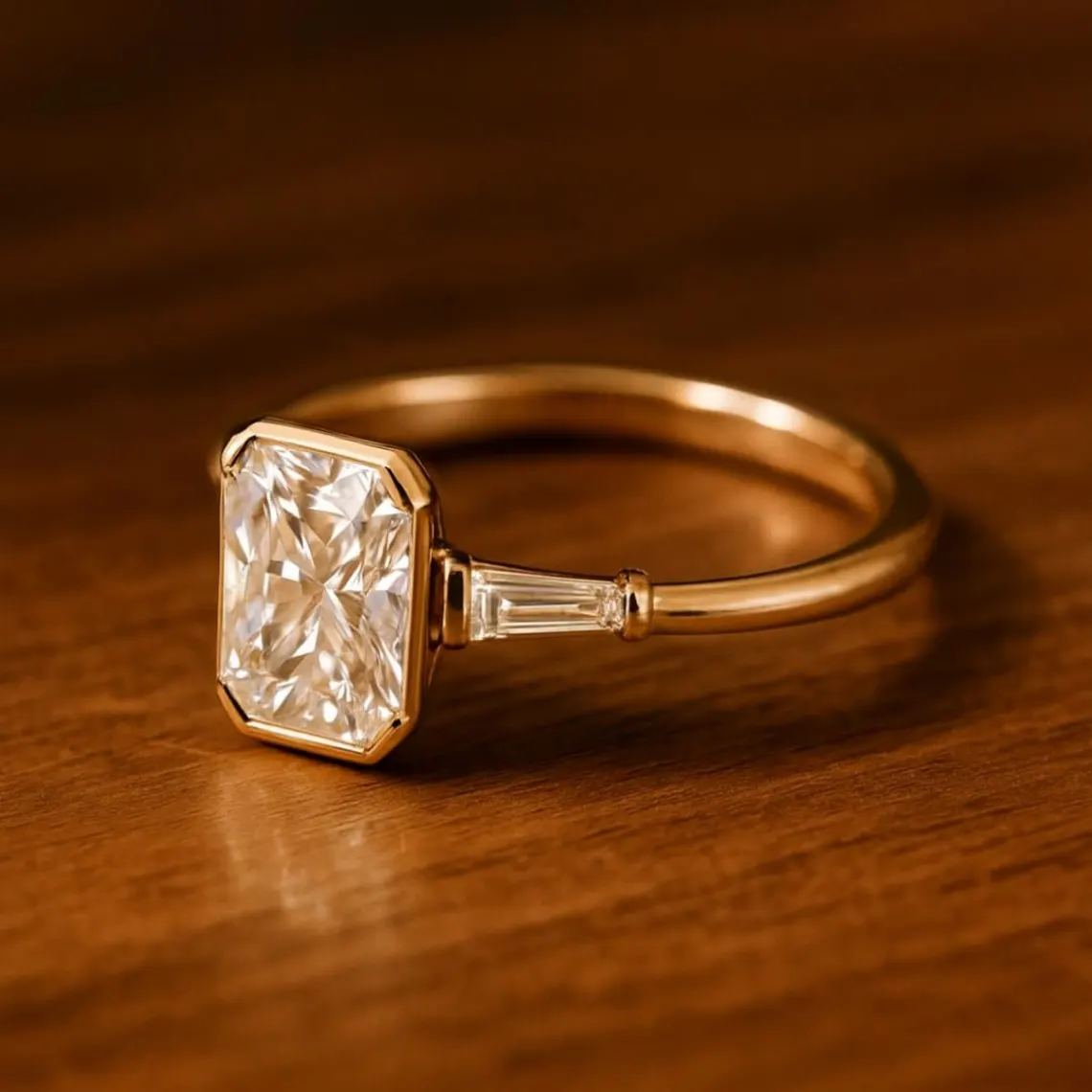 Contour driven silver ring showcasing a moissanite with refined shaping A look that merges modern form with timeless brilliance Built for effortless luxury with a bold undertone - Image 3