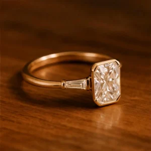 Contour driven silver ring showcasing a moissanite with refined shaping A look that merges modern form with timeless brilliance Built for effortless luxury with a bold undertone