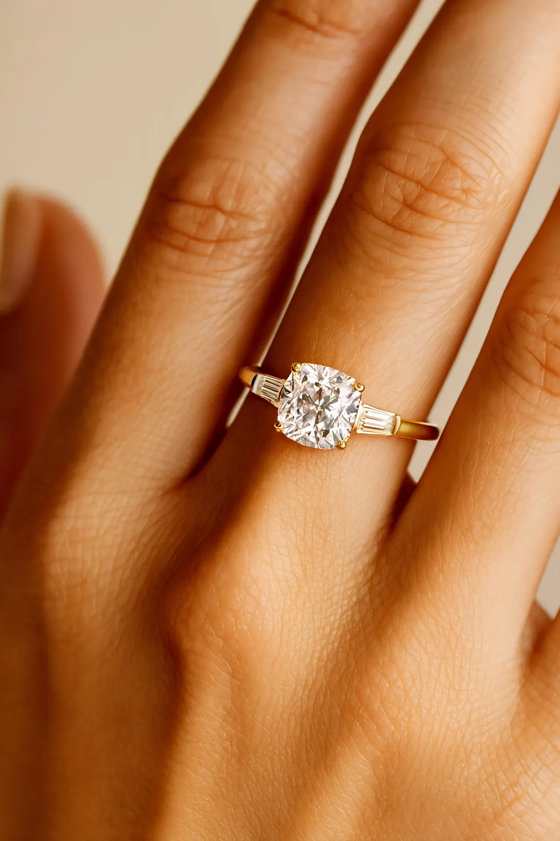 Duo band silver ring showcasing a moissanite with surrounding brilliance A look that blends structure with a rich, multi band aesthetic Perfect for a statement style with refined sparkle (Copy) - Image 4
