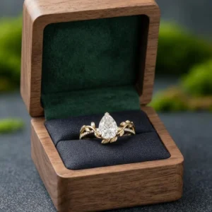 crown style silver setting holding a marquise moissanite with striking lift A piece that blends vintage influence with modern precision Designed for a confident, statement-led aesthetic