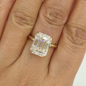 High Clarity Emerald Moissanite Ring Elegant Proposal Ring, Anniversary Gift, Minimal Luxe Jewelry, Refined Everyday Wear & Contemporary Fine Jewelry Icon