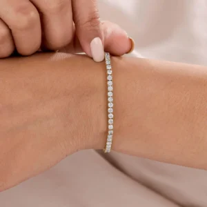 Dainty 14k Gold Diamond Line Bracelet with Micro Pave Round Stones, Refined Slim Wrist Jewelry for Layered Styling, Chic Everyday Elegance Gift for Her Anniversary Birthday or Special Moments