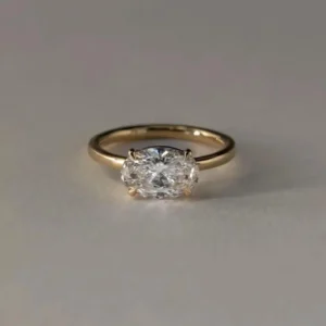 Dainty silver ring crafted with a luminous oval moissanite stone A perfect mix of subtle sparkle and standout sophistication Made for everyday luxury with a premium finish
