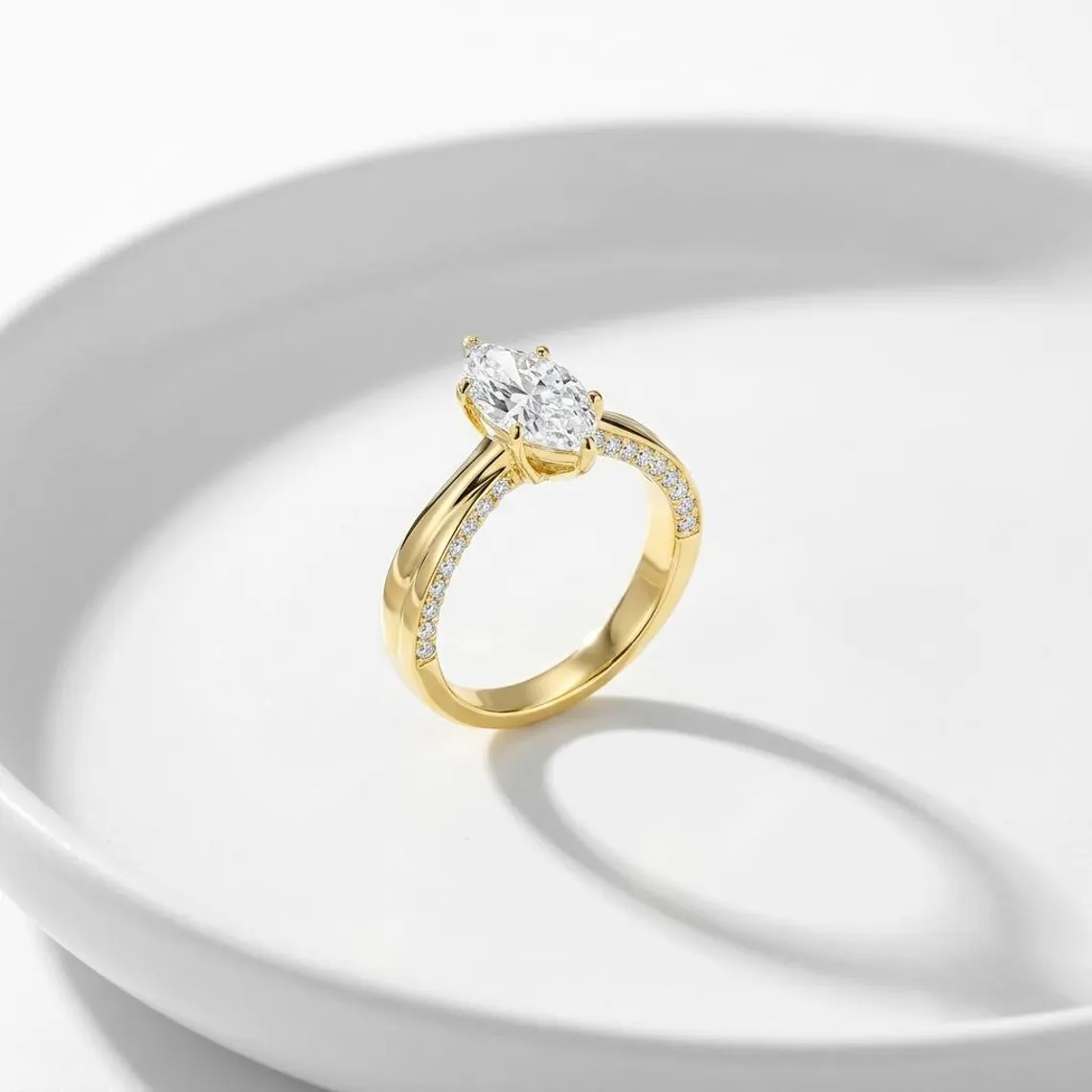 Elegant Marquise Cut Moissanite Engagement Ring in Sterling Silver Vintage Inspired Split Shank Bridal Ring Luxury Marquise Moissanite Ring for Women Silver Wedding, Proposal & Anniversary Jewelry Gift - Image 4