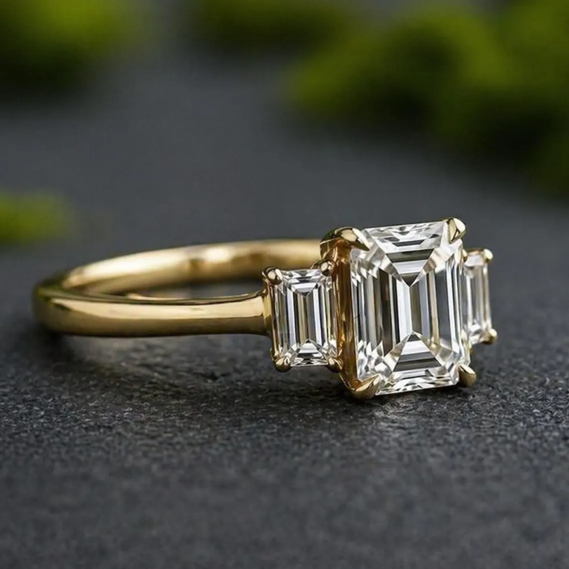 Duo band silver ring showcasing a moissanite with surrounding brilliance A look that blends structure with a rich, multi band aesthetic Perfect for a statement style with refined sparkle - Image 4