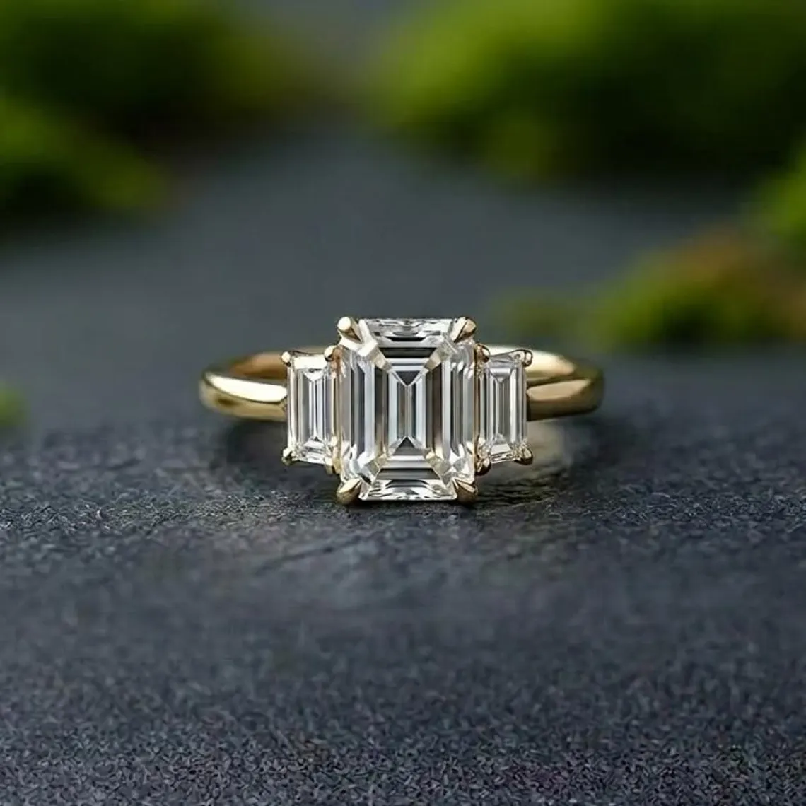 Duo band silver ring showcasing a moissanite with surrounding brilliance A look that blends structure with a rich, multi band aesthetic Perfect for a statement style with refined sparkle - Image 2