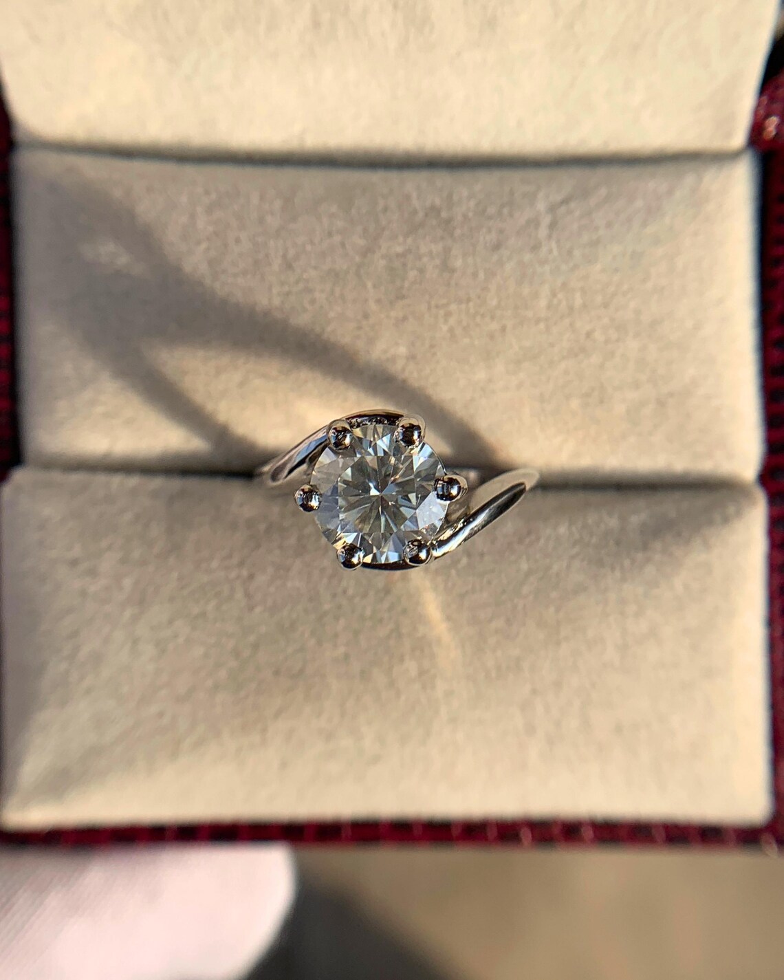 Brilliant Round Cut Moissanite Engagement Ring in Silver Classic Six Prong Solitaire Design with Elegant Minimalist Style, Dainty Yet Eye Catching Bridal Jewelry for Women - Image 2