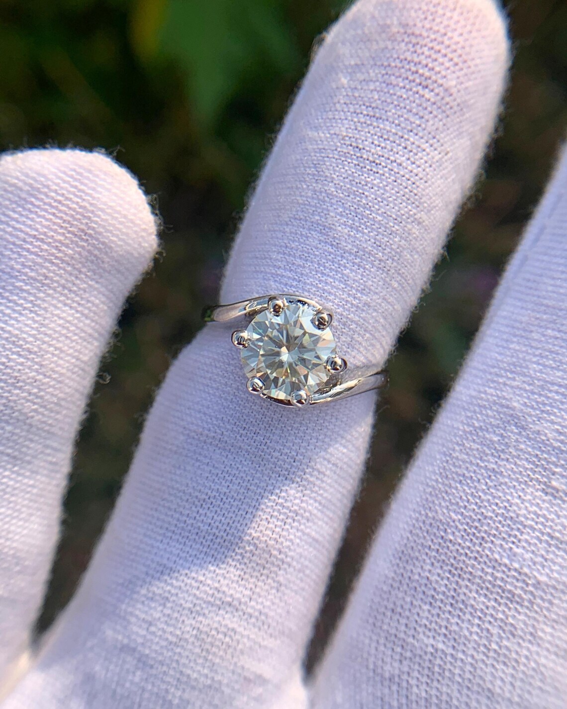 Brilliant Round Cut Moissanite Engagement Ring in Silver Classic Six Prong Solitaire Design with Elegant Minimalist Style, Dainty Yet Eye Catching Bridal Jewelry for Women - Image 3