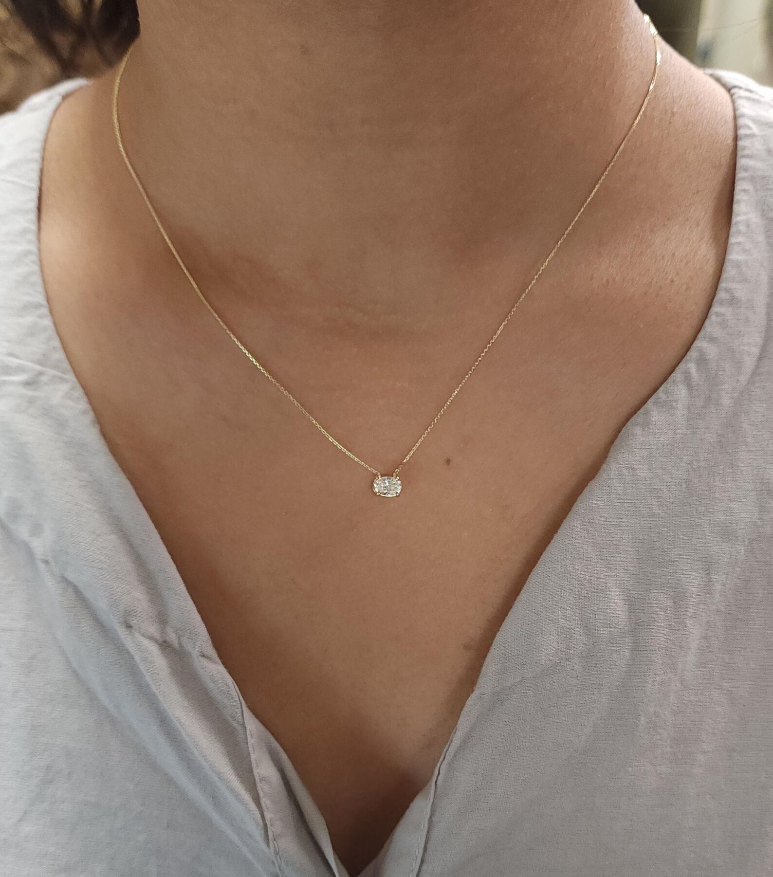 14k Gold Minimalist Diamond Pendant Necklace Dainty Gold Chain Necklace for Women Elegant Everyday Jewelry Gift for Her Simple Delicate Necklace (Copy) - Image 3
