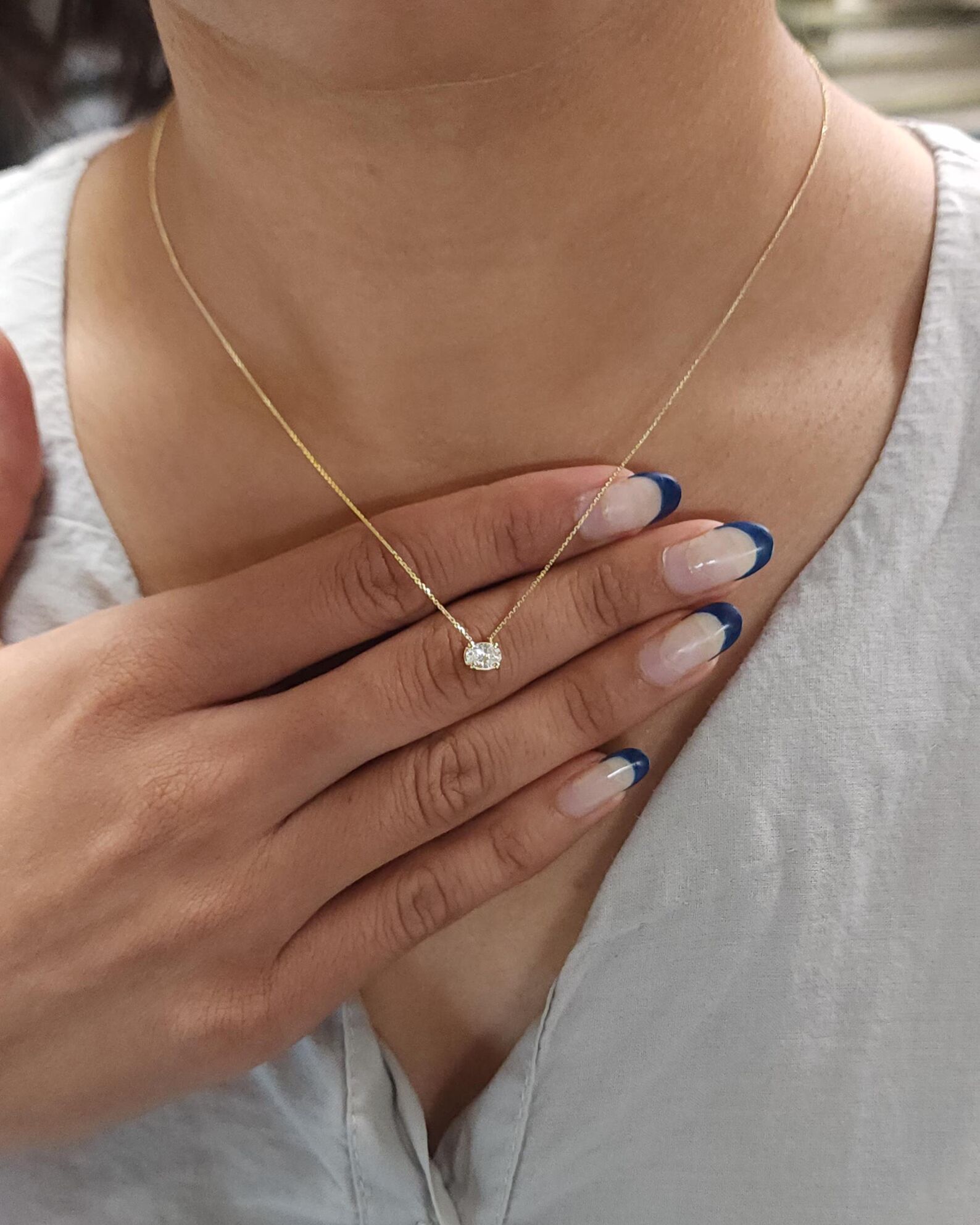 14k Gold Minimalist Diamond Pendant Necklace Dainty Gold Chain Necklace for Women Elegant Everyday Jewelry Gift for Her Simple Delicate Necklace (Copy) - Image 2