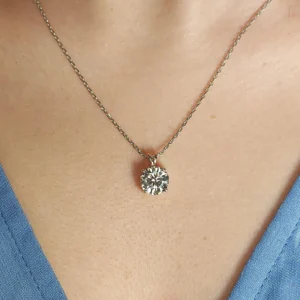 Solitaire Diamond Necklace Crafted in 14k Yellow Gold Round Cut Pendant Dainty Jewelry Gift for Her Refined Diamond Pendant Necklace Elegant Minimal Chain Sophisticated Daily Wear Fine Jewelry