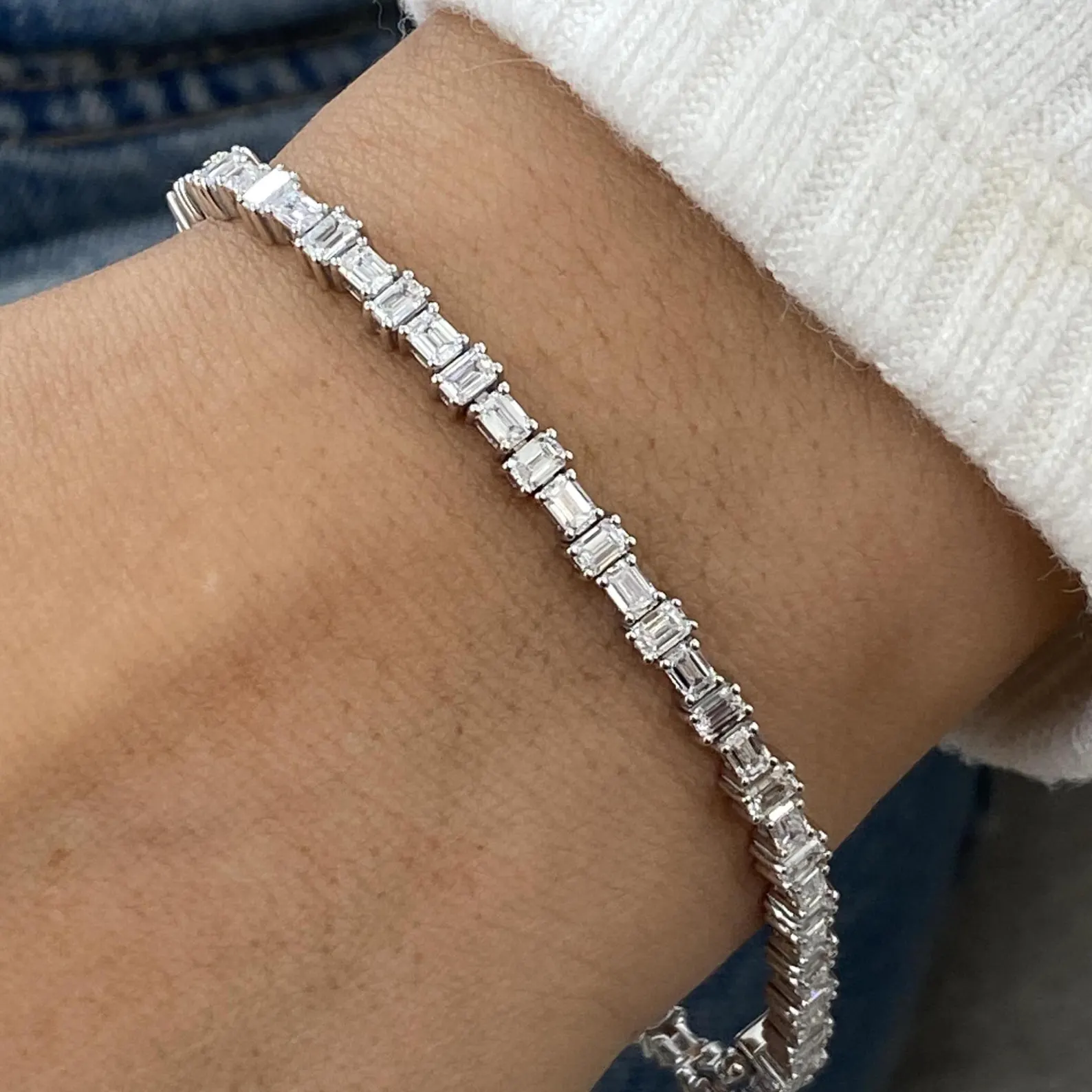 Edge 14K Gold Linear Crystal Bracelet for Women with Clean Cut Spark Detail A Contemporary Wrist Essential for Elevated Street and Occasion Wear - Image 6
